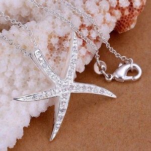 Starfish silver plated stainless steel necklace